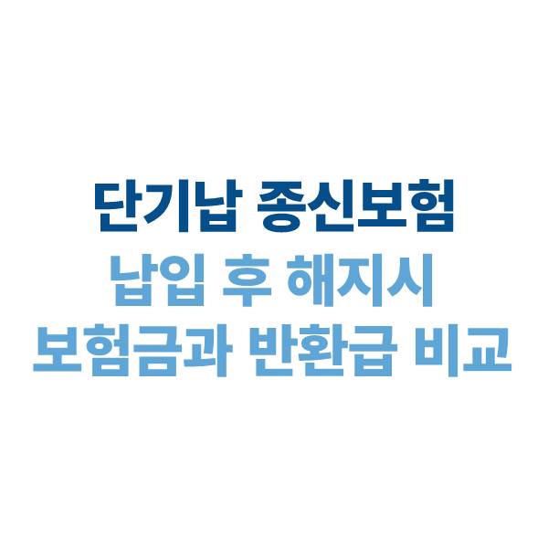 단기납 종신보험: 납입 후 해지시 보험금과 반환금 비교